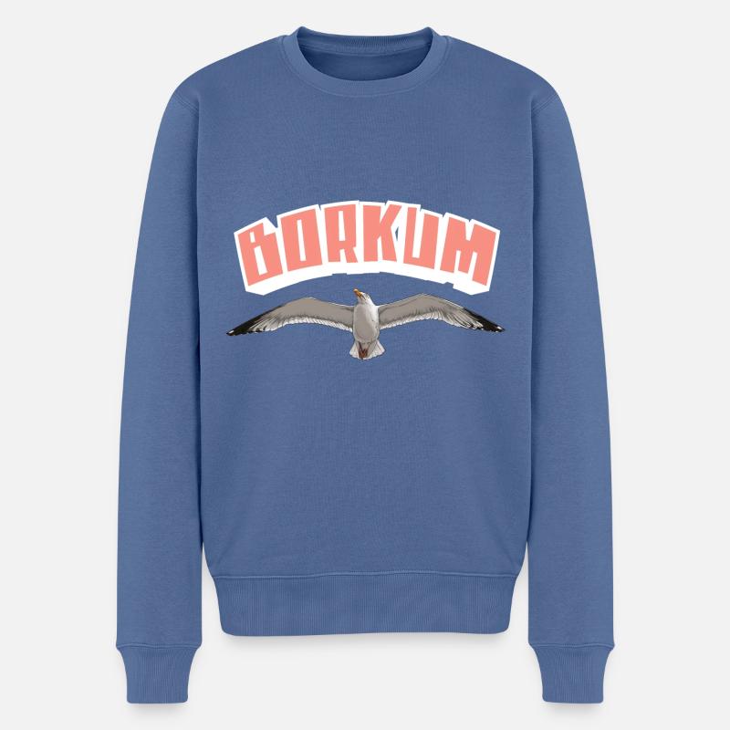Borkum Möwe - Männer Premium Bio Pullover - Taubenblau