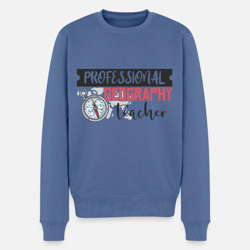 Géographie Enseignante Enseignement Enseignement - Pull Premium bio Homme - bleu pigeon