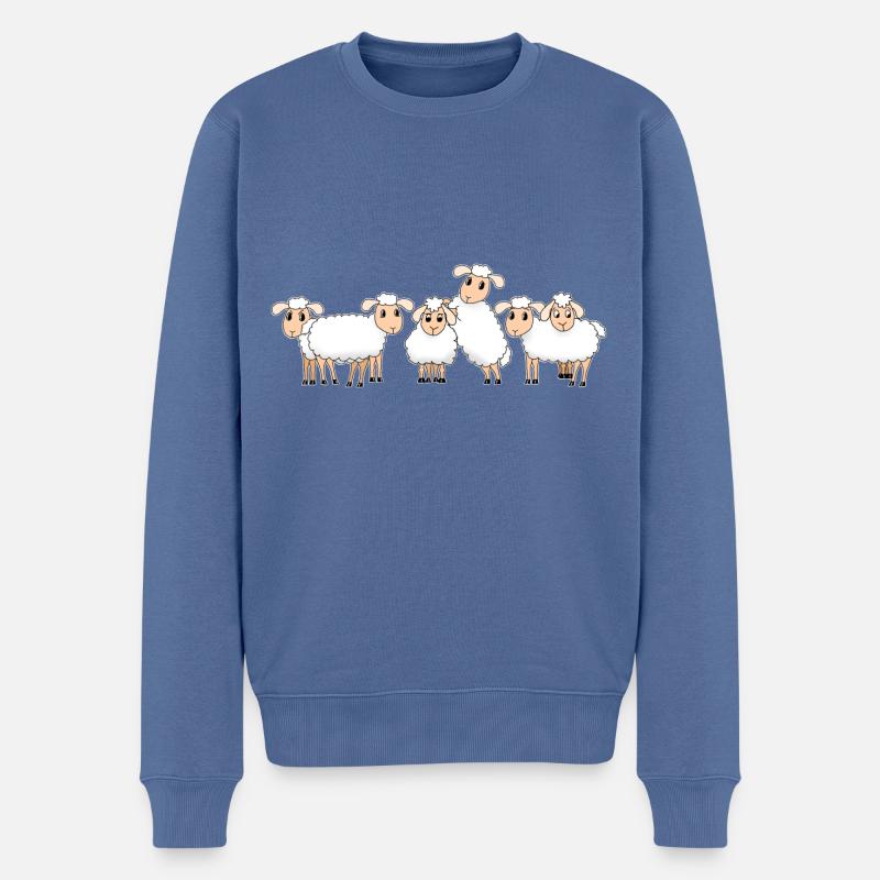 Schäfchen - Männer Premium Bio Pullover - Taubenblau