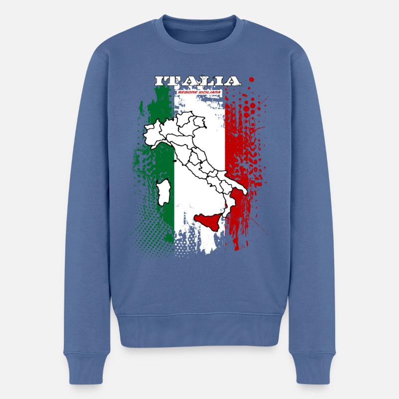 Regione Siciliana - Männer Premium Bio Pullover - Taubenblau