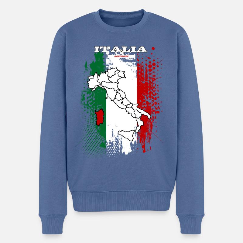 Sardegna - Männer Premium Bio Pullover - Taubenblau