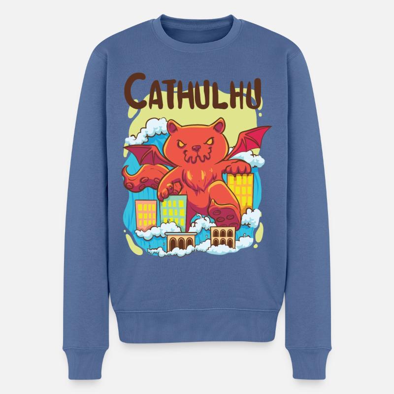 Cathulhu - Männer Premium Bio Pullover - Taubenblau