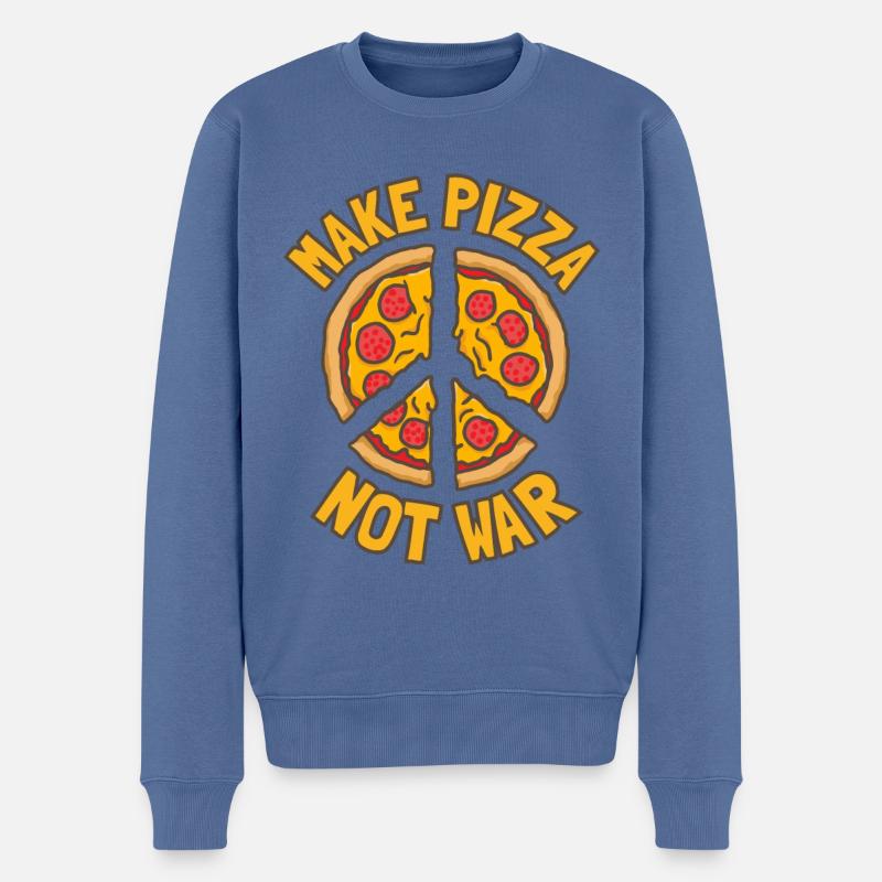 Make Pizza. not War. - Männer Premium Bio Pullover - Taubenblau