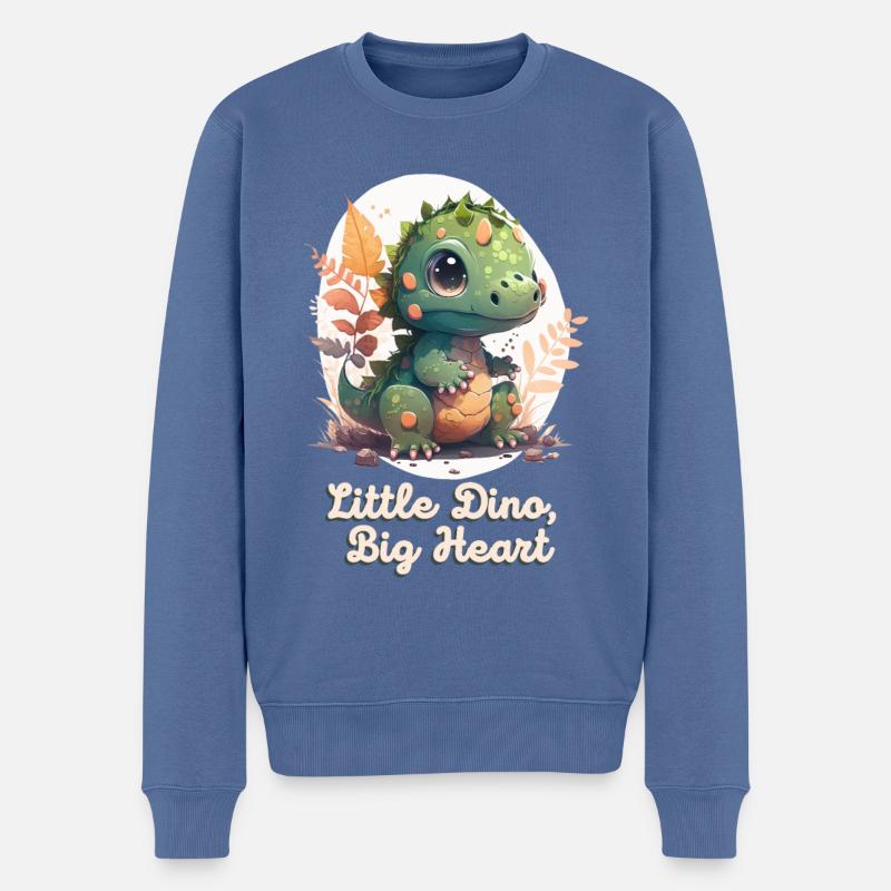 Petit Dino Grand Cœur - Pull Premium bio Homme - bleu pigeon