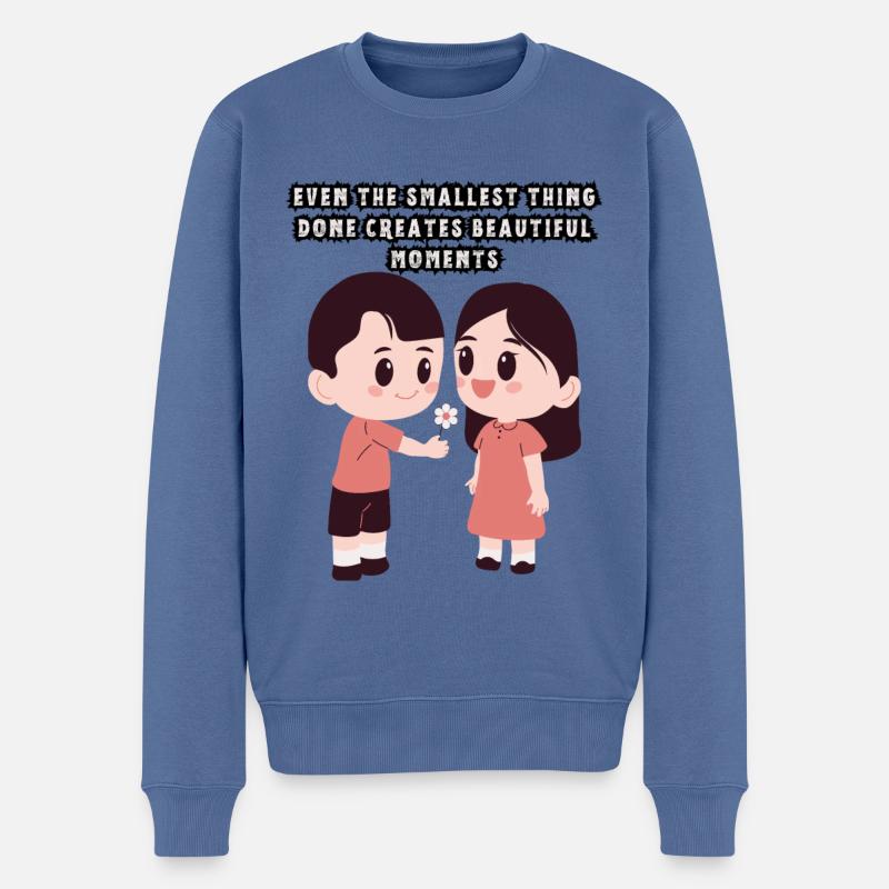 Paar-Liebe - Männer Premium Bio Pullover - Taubenblau