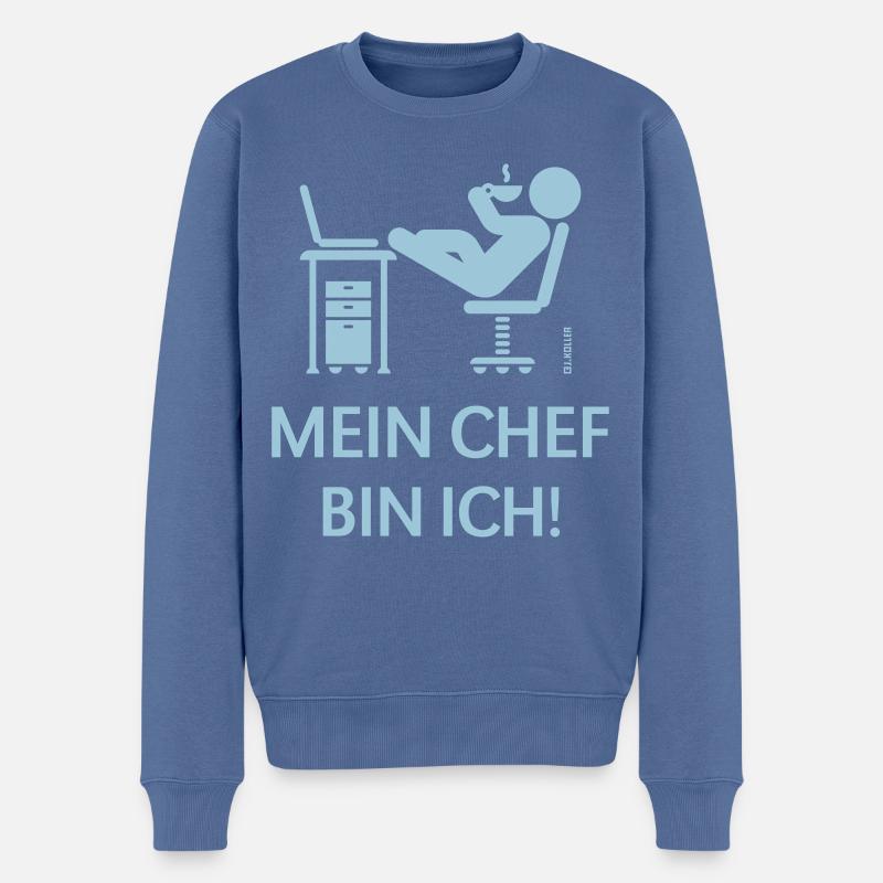 Mein Chef Bin Ich! (Stressfrei / Selbständig) - Männer Premium Bio Pullover - Taubenblau