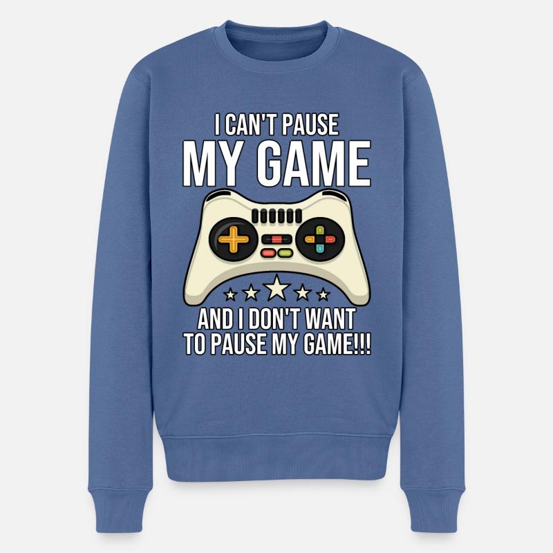 I cant pause my game I paused my game to be here - Männer Premium Bio Pullover - Taubenblau
