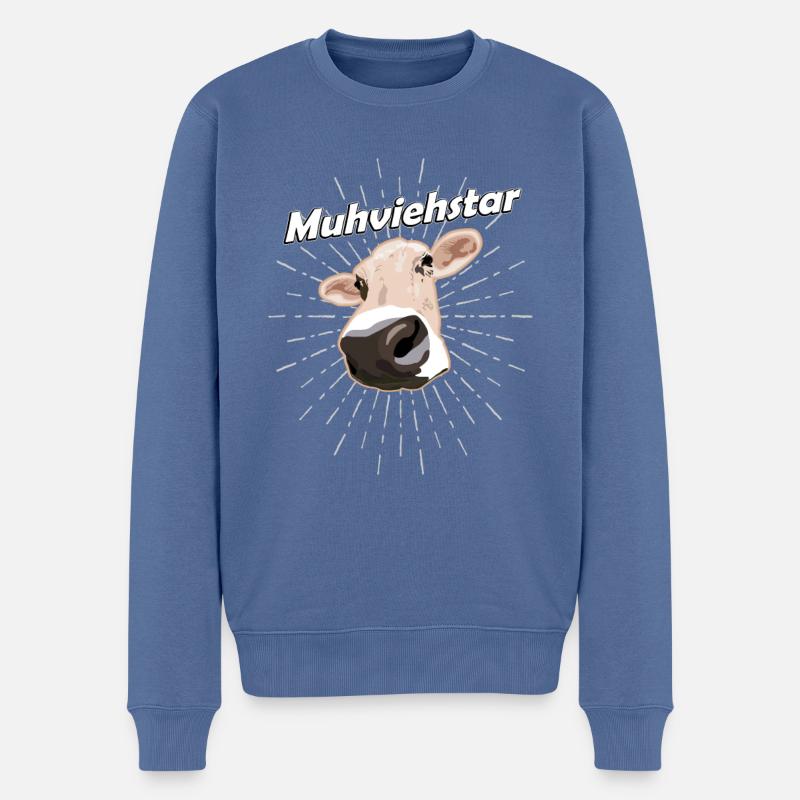 Muhviehstar Landwirt - Männer Premium Bio Pullover - Taubenblau