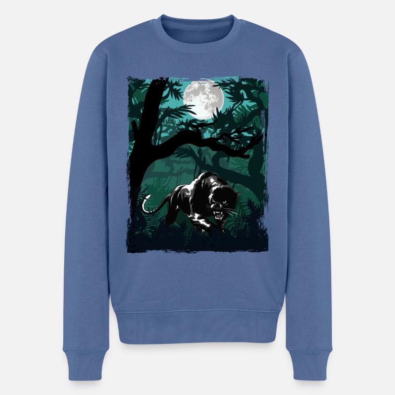 Panthère noire dans la jungle - Pull Premium bio Homme - bleu pigeon