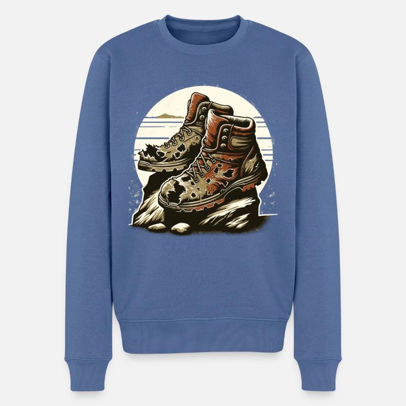 Alte Wanderschuhe Wanderstiefel Outdoor Adventure - Männer Premium Bio Pullover - Taubenblau
