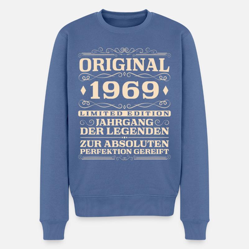 1969 Jahrgang Vintage 55. Geburtstag Geschenk - Männer Premium Bio Pullover - Taubenblau