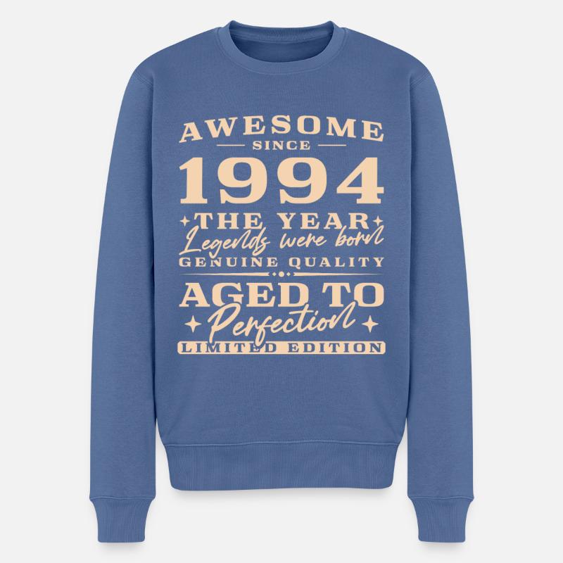 Geboren 1994 Jahrgang Vintage Geburtstag Geschenk - Männer Premium Bio Pullover - Taubenblau