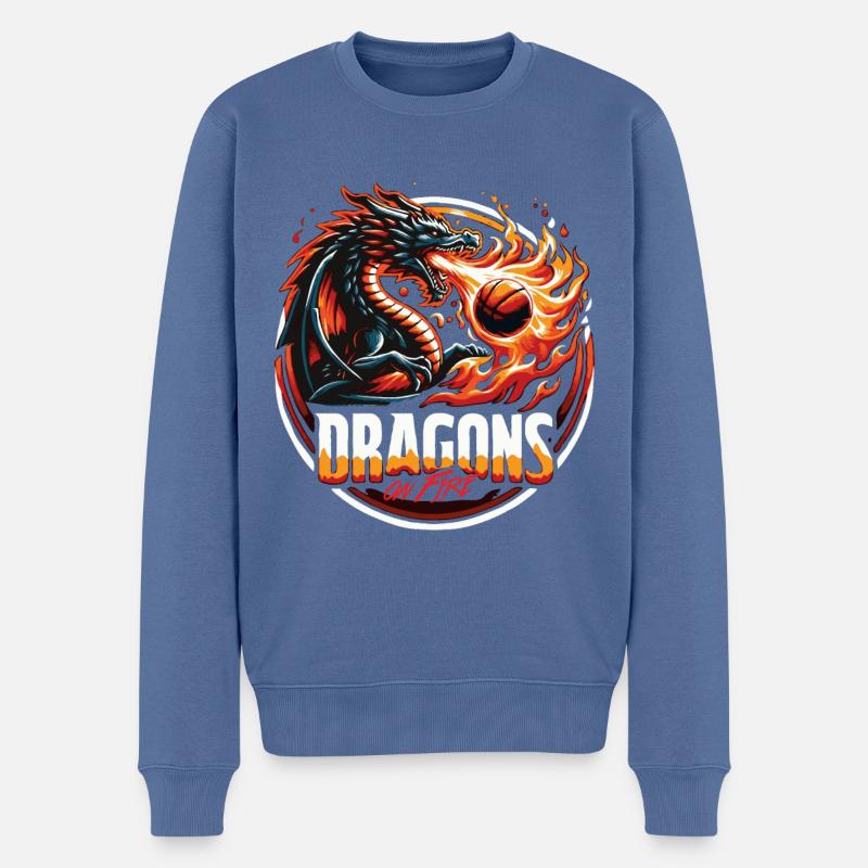 Dragons on Fire Basketball - Männer Premium Bio Pullover - Taubenblau