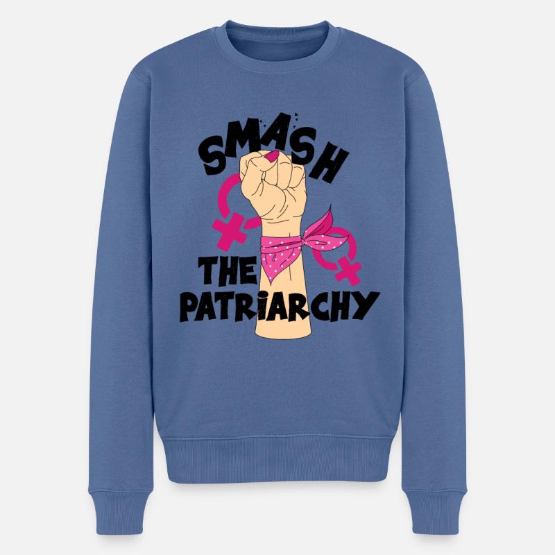 Smash Patriarchy Feminist Women's Empowerment - Männer Premium Bio Pullover - Taubenblau