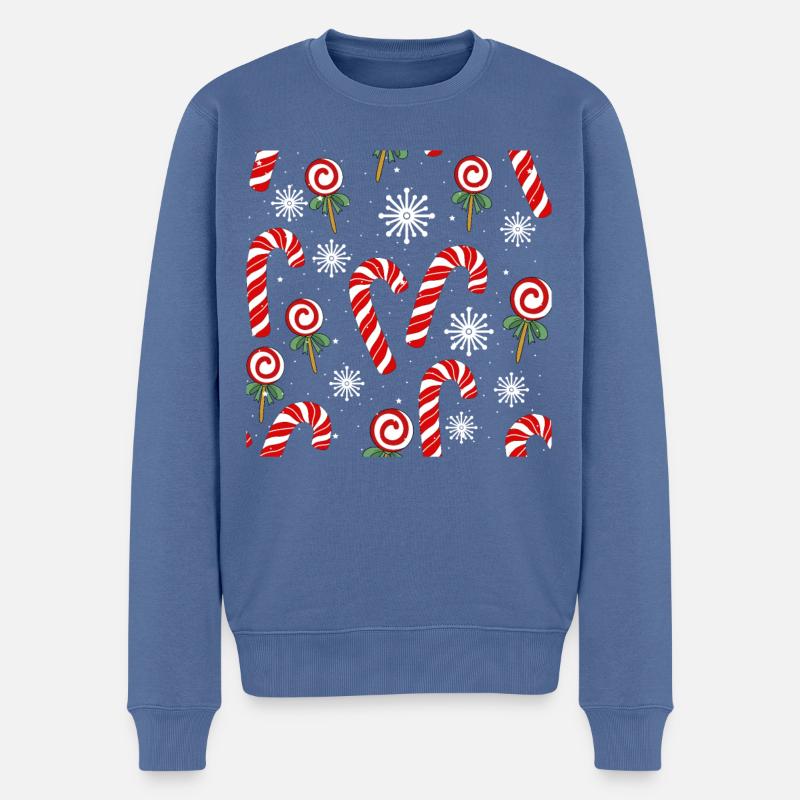 Christmas Zuckerstange Design - Männer Premium Bio Pullover - Taubenblau