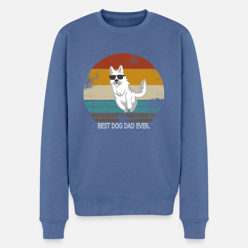Weißer Schweizer Schäferhund Hund Geschenk Retro - Männer Premium Bio Pullover - Taubenblau