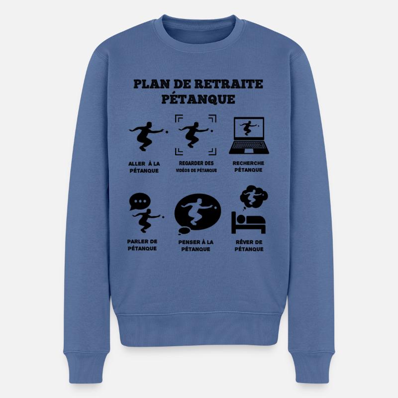 Plan de Retraite Pétanque - Pull Premium bio Homme - bleu pigeon