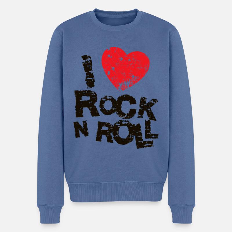 J’ADORE LE ROCK N ROLL. - Pull Premium bio Homme - bleu pigeon