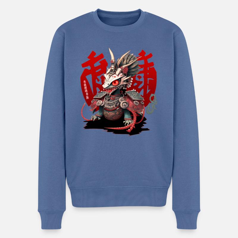 Roboter Drache Japan Drachen Symbole - Männer Premium Bio Pullover - Taubenblau