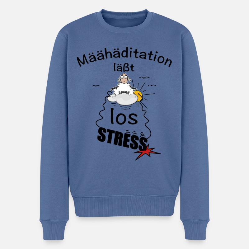 Meditation läßt den Stress los - Männer Premium Bio Pullover - Taubenblau