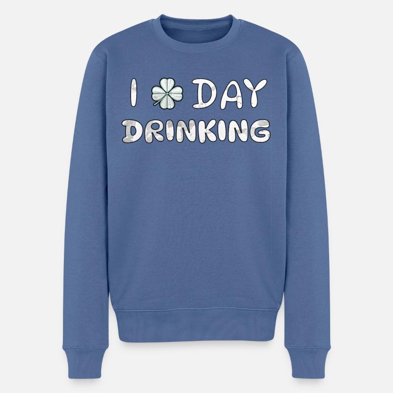 I love Daydrinking - Männer Premium Bio Pullover - Taubenblau