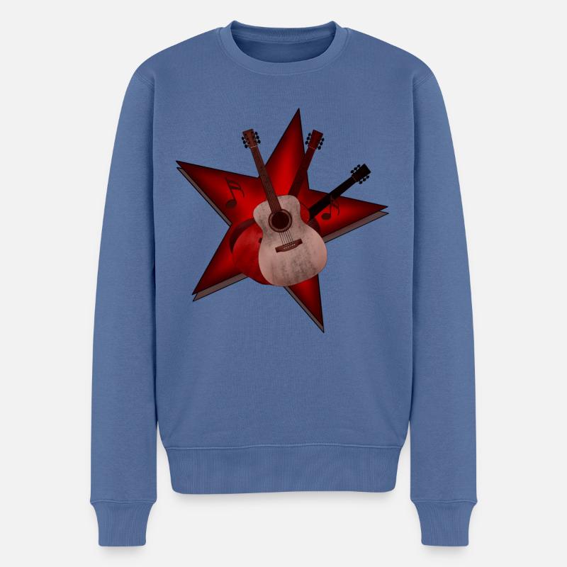Gitarren Stern - Männer Premium Bio Pullover - Taubenblau