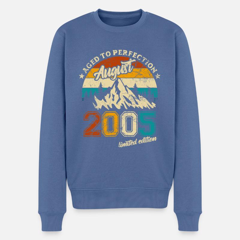 Limited Edition August 2005 Geburtstag Geschenk - Männer Premium Bio Pullover - Taubenblau