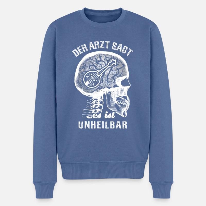 Der Arzt sagt es ist unheilbar - Mandoline - Männer Premium Bio Pullover - Taubenblau