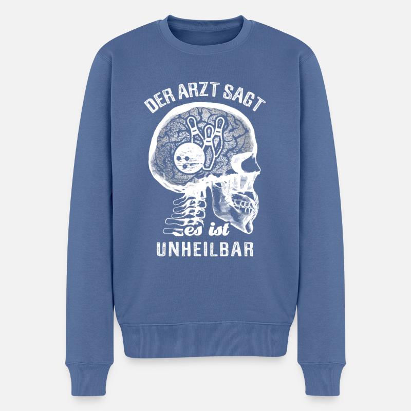 Der Arzt sagt es ist unheilbar - Bowling - Männer Premium Bio Pullover - Taubenblau