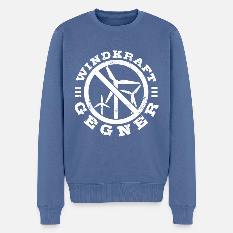 Windenergie - Windkraft Gegner - Kein Windpark - Männer Premium Bio Pullover - Taubenblau