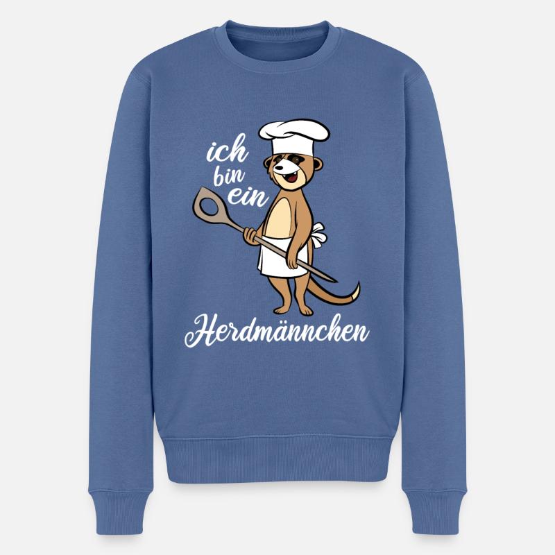 Ich bin ein Herdmännchen - Erdmännchen Kochlöffel - Männer Premium Bio Pullover - Taubenblau