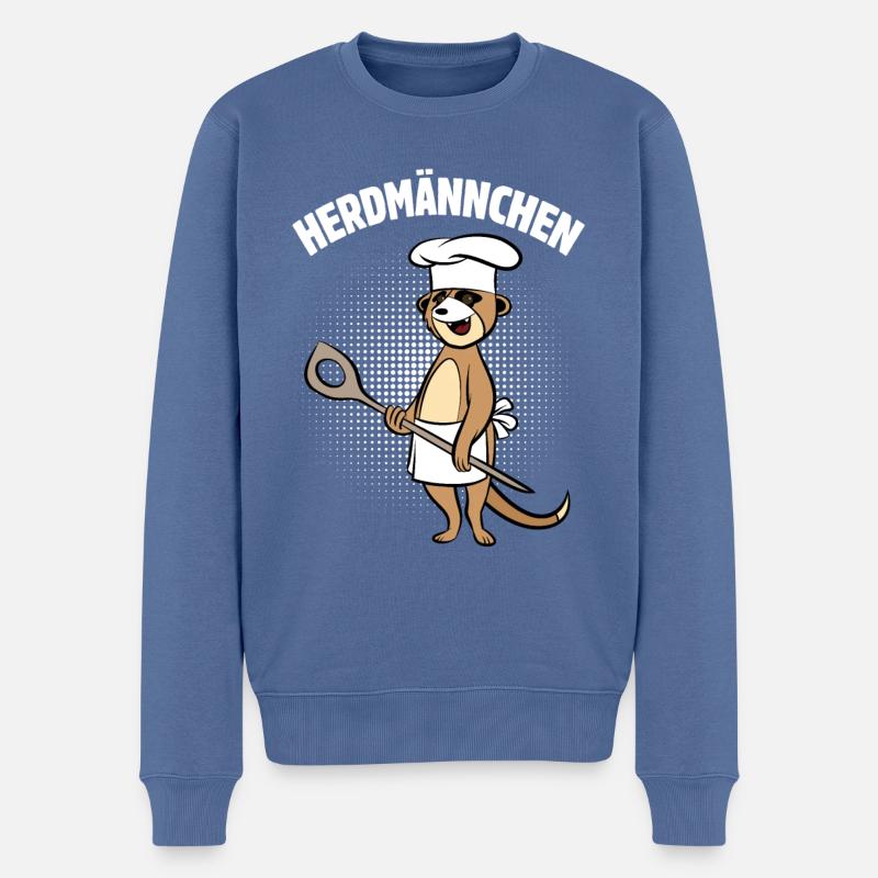 Herdmännchen - Erdmännchen mit Kochlöffel - Männer Premium Bio Pullover - Taubenblau