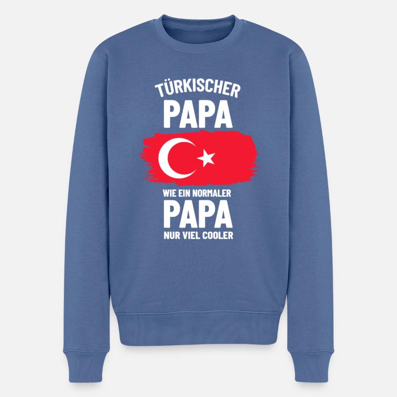 Türkischer Papa wie ein normaler Papa nur cooler - Männer Premium Bio Pullover - Taubenblau