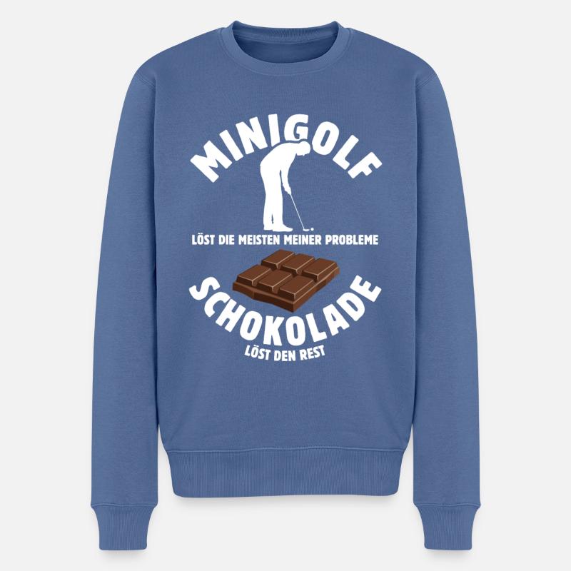 Minigolf löst meine Probleme - Schoko Spruch - Männer Premium Bio Pullover - Taubenblau