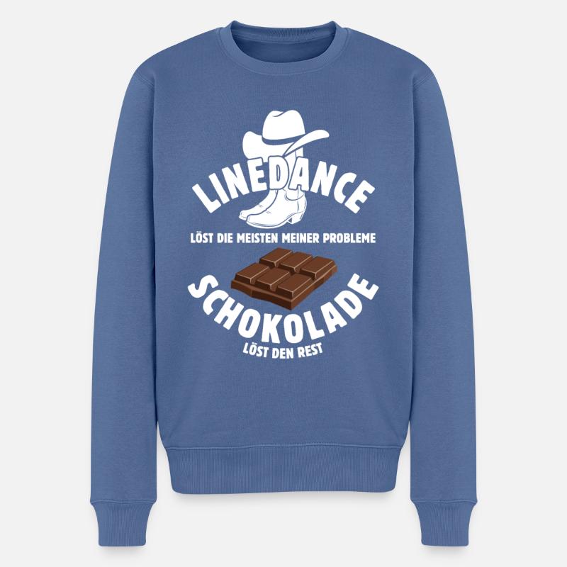 Linedance löst meine Probleme - Schoko Spruch - Männer Premium Bio Pullover - Taubenblau