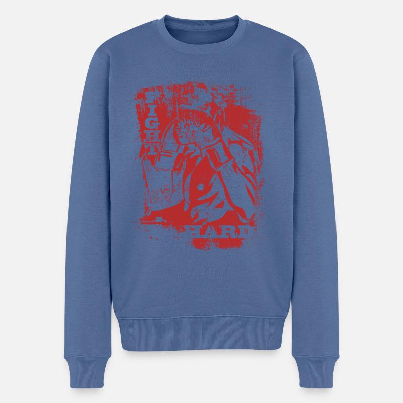 Combat acharné, Boxe, Arts martiaux, Entraînement de boxe - Pull Premium bio Homme - bleu pigeon