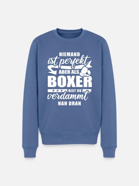 Niemand ist perfekt - Boxer - Spruch - Männer Premium Bio Pullover - Taubenblau