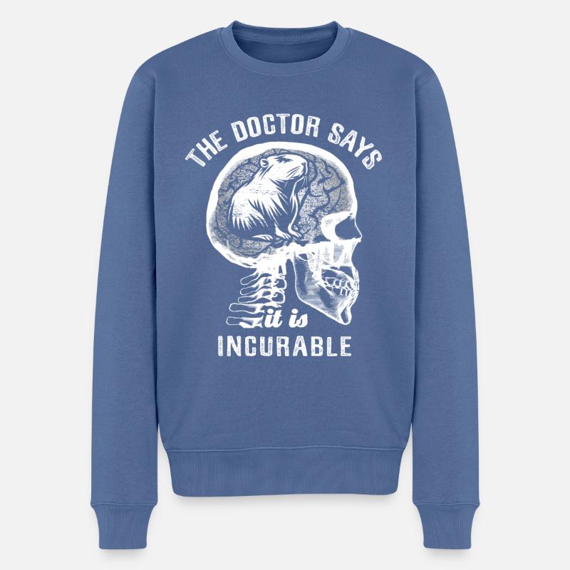 The doctor says it's incurable - capybara - Männer Premium Bio Pullover - Taubenblau