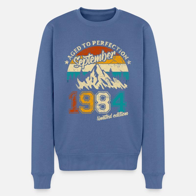 Limited Edition September 1984 Geburtstag Geschenk - Männer Premium Bio Pullover - Taubenblau