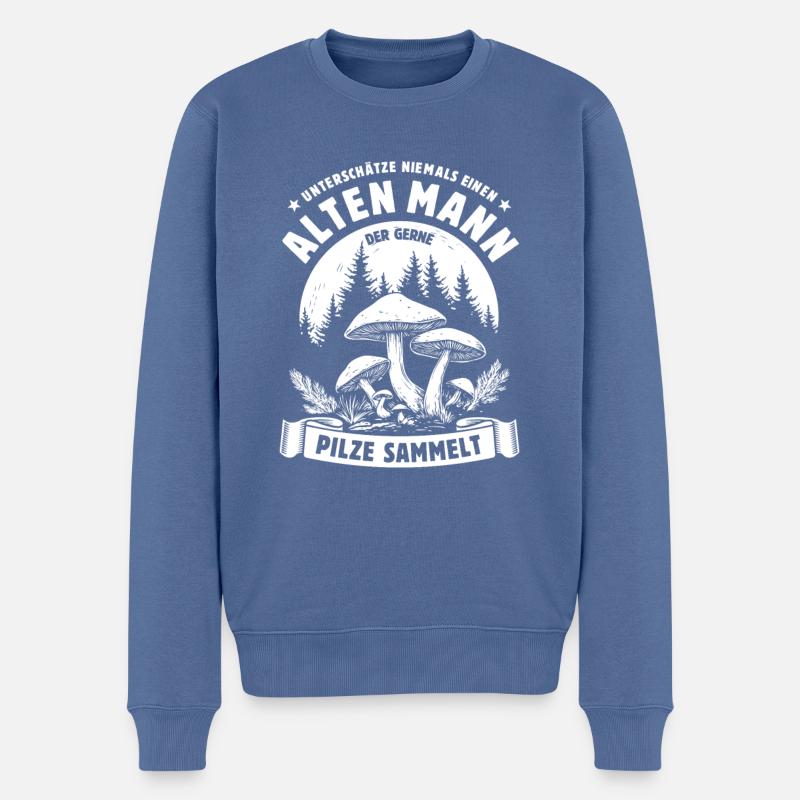 Unterschätze nie einen alten Mann - Pilze sammeln - Männer Premium Bio Pullover - Taubenblau