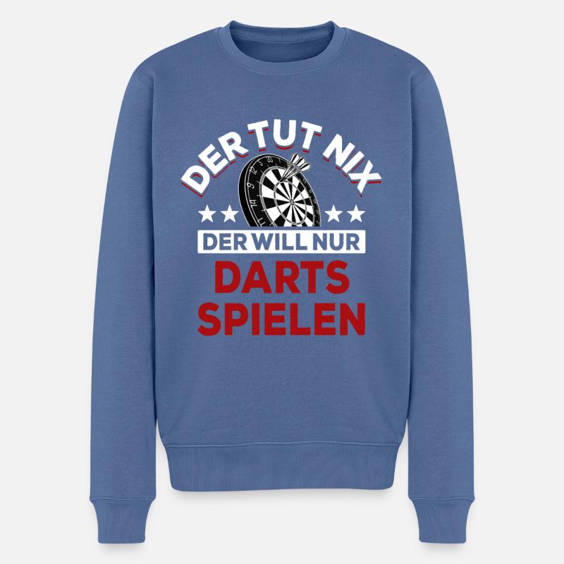 Der tut nix der will nur Darts spielen - Spruch - Männer Premium Bio Pullover - Taubenblau