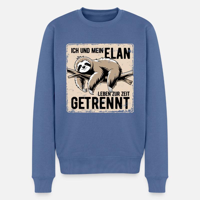 Ich und mein Elan leben zur Zeit getrennt - Männer Premium Bio Pullover - Taubenblau