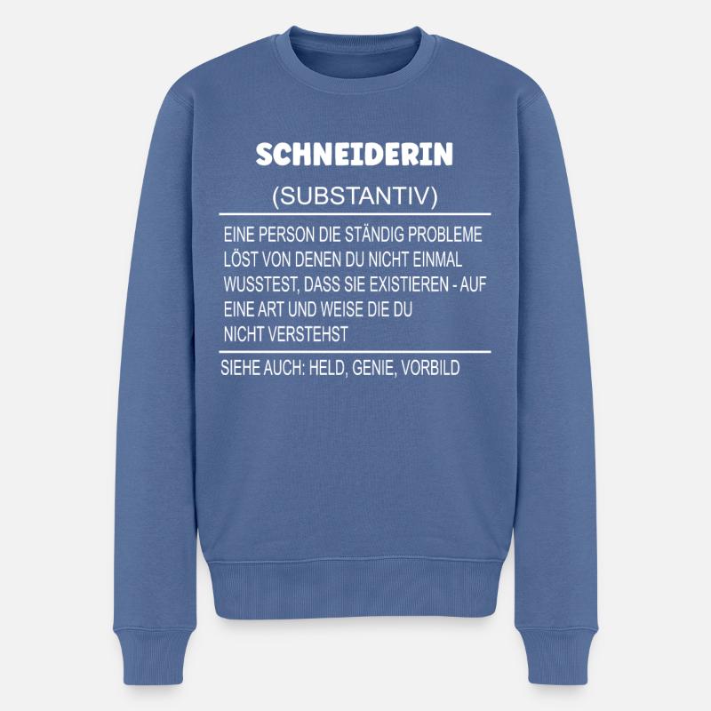 Wörterbuch Erklärung Schneiderin Held, Genie - Männer Premium Bio Pullover - Taubenblau