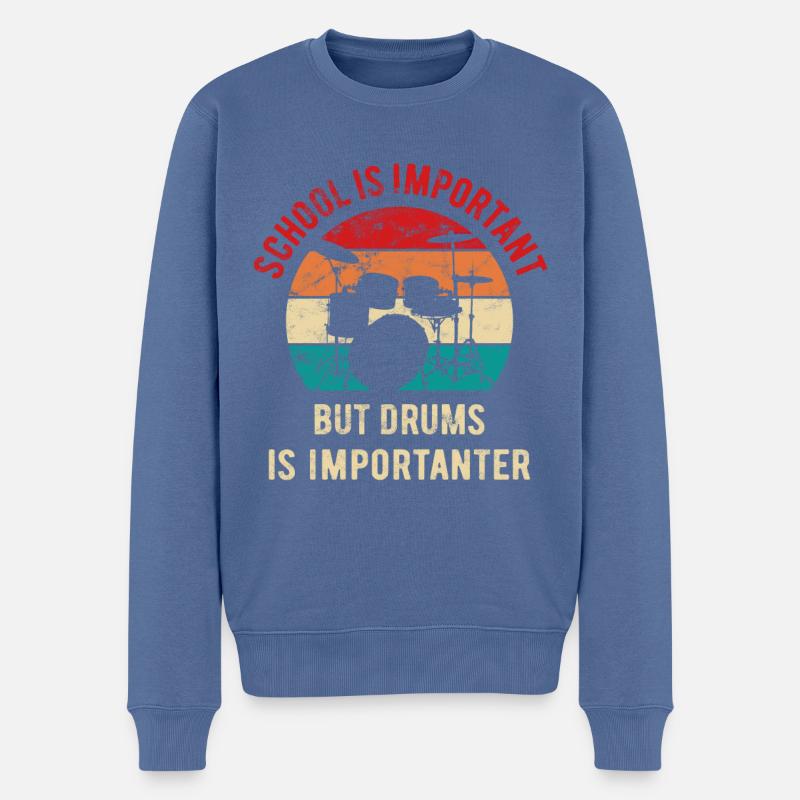 School is important but drums is importanter - Männer Premium Bio Pullover - Taubenblau