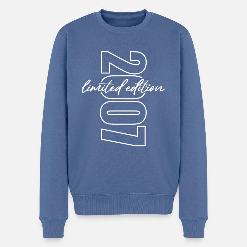 2007 Édition Limitée - Anniversaire - Pull Premium bio Homme - bleu pigeon