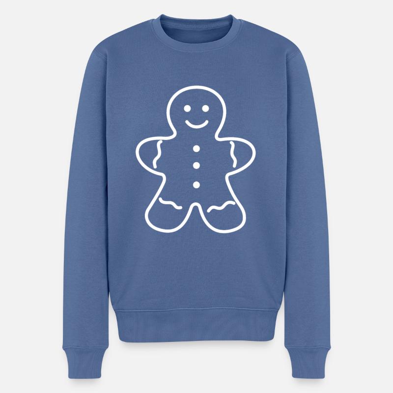 Gingerbread Man, Gingerbread Snacking - Men's Premium Organic Jumper - stone blue