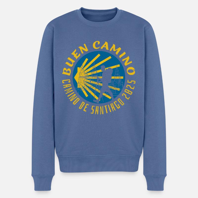 Buen Chemin de Saint-Jacques-de-Compostelle 2025 - Pull Premium bio Homme - bleu pigeon