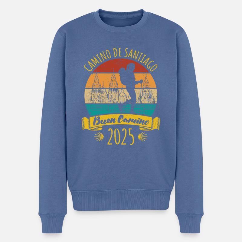 Buen Camino de Santiago 2025 - Ladies - Männer Premium Bio Pullover - Taubenblau