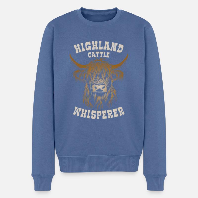 Highland Cattle Whisperer - Vache - Cadeau - Pull Premium bio Homme - bleu pigeon