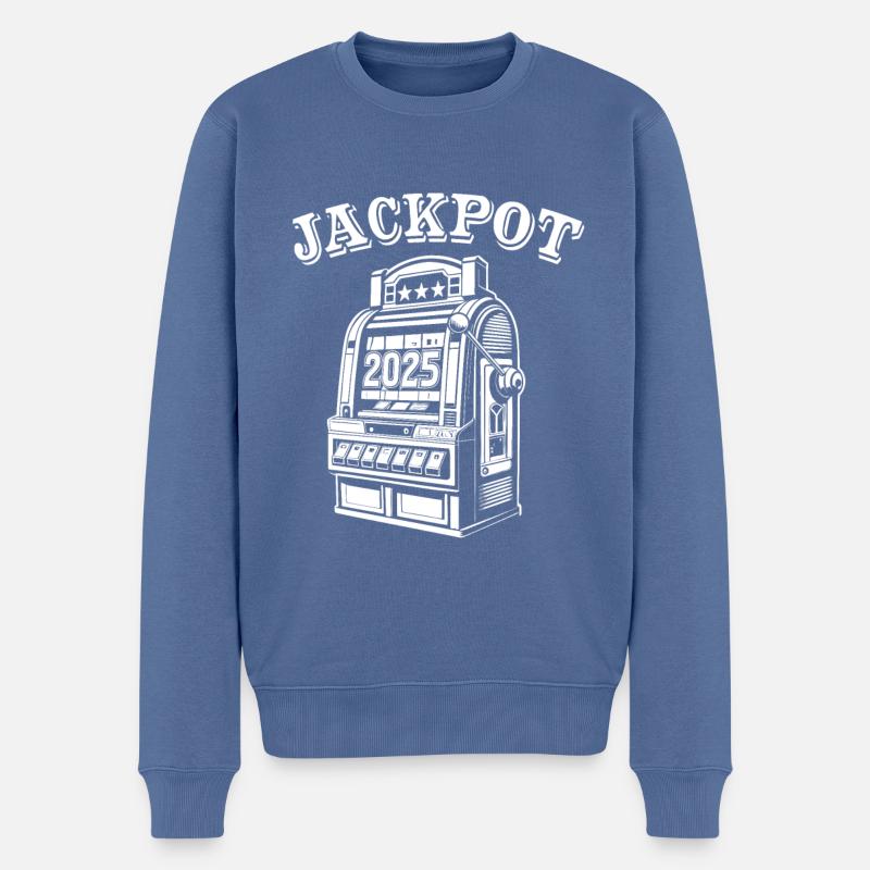 Jackpot - Slotmachine 2025 - Geschenk - Männer Premium Bio Pullover - Taubenblau